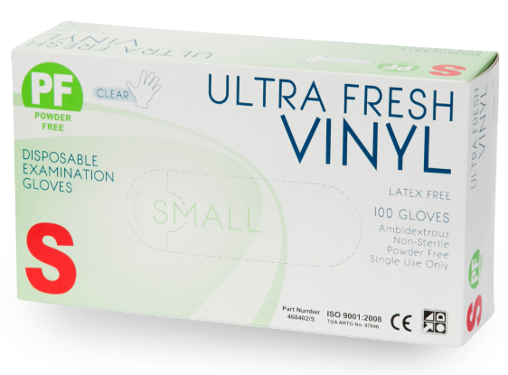 White Vinyl Examination Gloves Powder Free - S