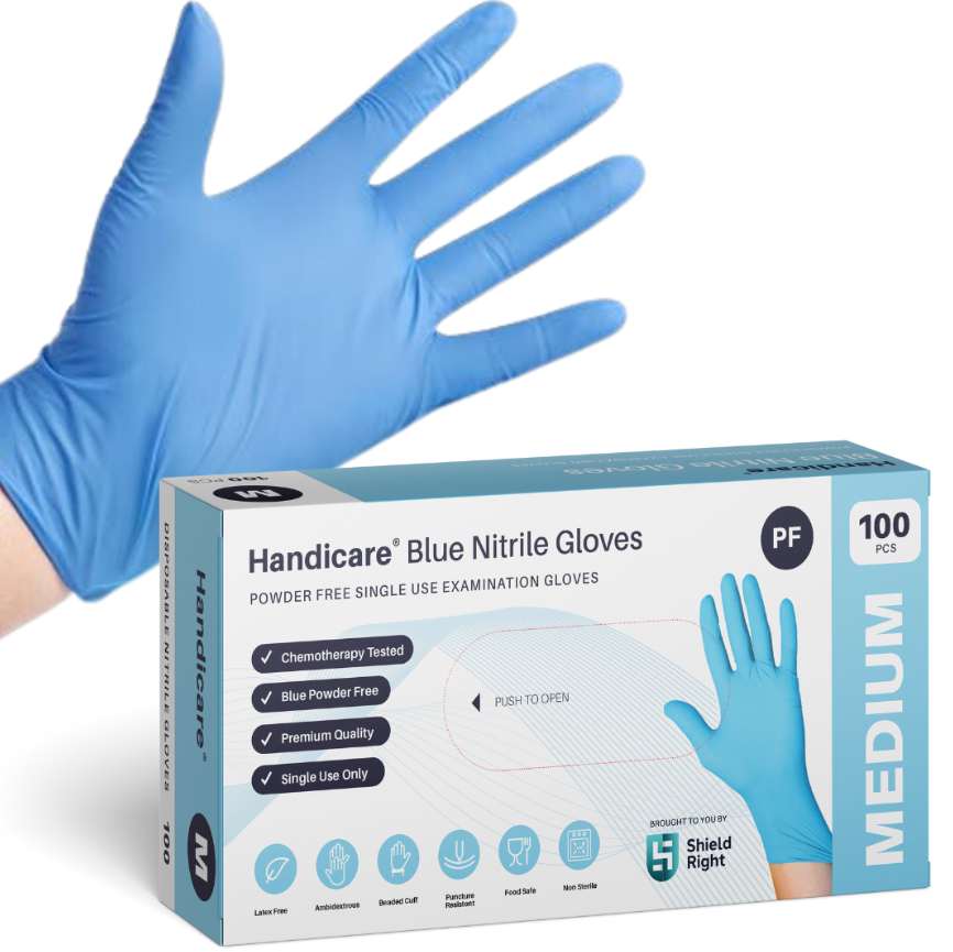Handicare Blue Nitrile Powder free Gloves (Box of 100)
