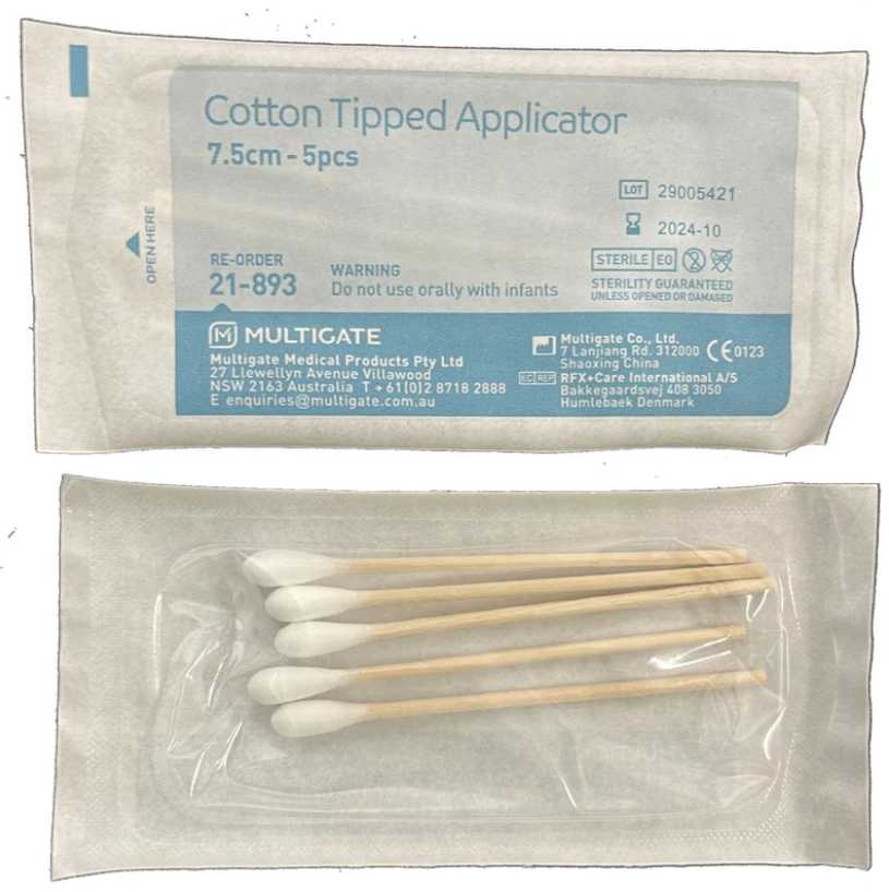 Cotton Tip Applicator 7.5cm Sterile - Box of 100