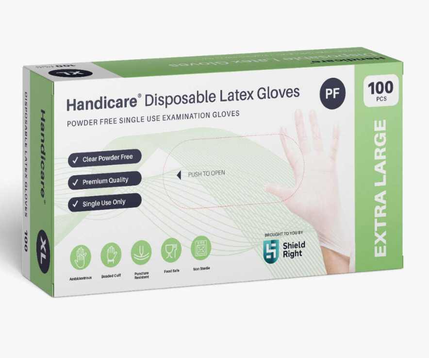 Handicare Latex Gloves Disposable Powder Free (XL) - Carton of 10
