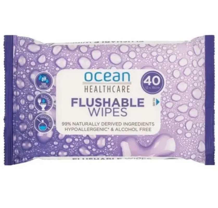Ocean Healthcare Flushable Wipes 13x16cm