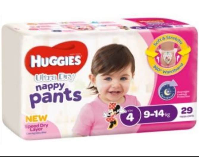 Huggies Nappy Pants - Toddler Girl Size-4 (Pack of 29)