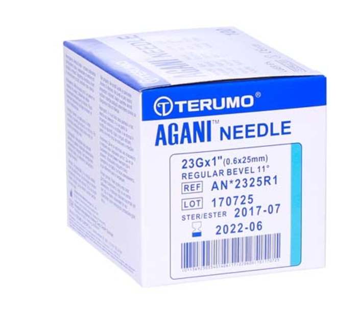 Terumo Agani Hypodermic Needles 23G X 25mm Blue BOX/100