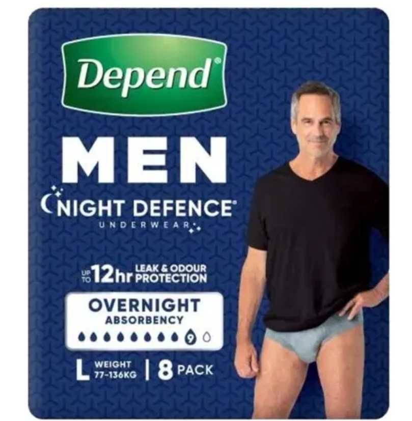 Depend Real Fit Night Defence Pants Large 97 127cm Male 1350ml Navy