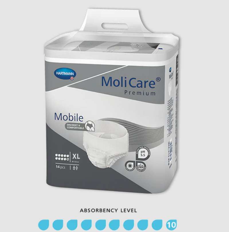 Molicare Premium Mobile 10 Drops X Large (Waist 130-170cm) Unisex 2757ml Carton